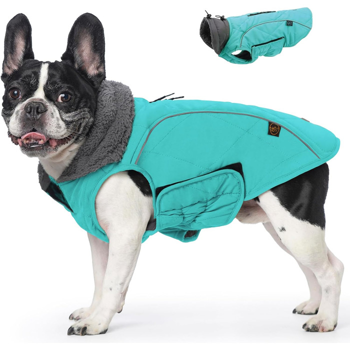Зимовий теплий пуховик для собак EMUST, флісова підкладка, тепла куртка для собак маленьких, середніх та великих порід, одяг для собак у холодну погоду, XXXL, колір: Нью-Туркіс