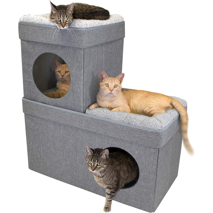 Великий багатофункціональний котячий будинок Kitty City: куб, кондо, пуф, складане ліжко