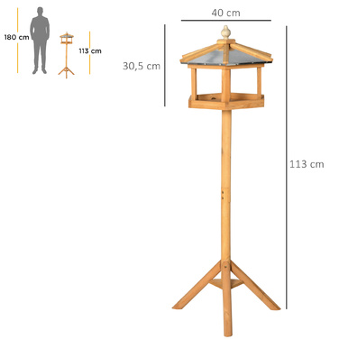 PawHut Birdhouse Bird Villa Годівниця для птахів з підставкою та цинковим дахом 113x40x40 см, погодостійка годівниця для птахів для саду та патіо