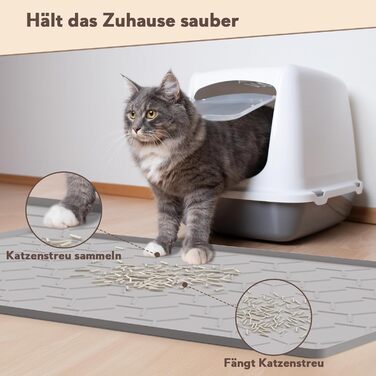 Килимок під лоток для котів Garoopion Katzenklo Matte, 86x56 см, силікон, сірий