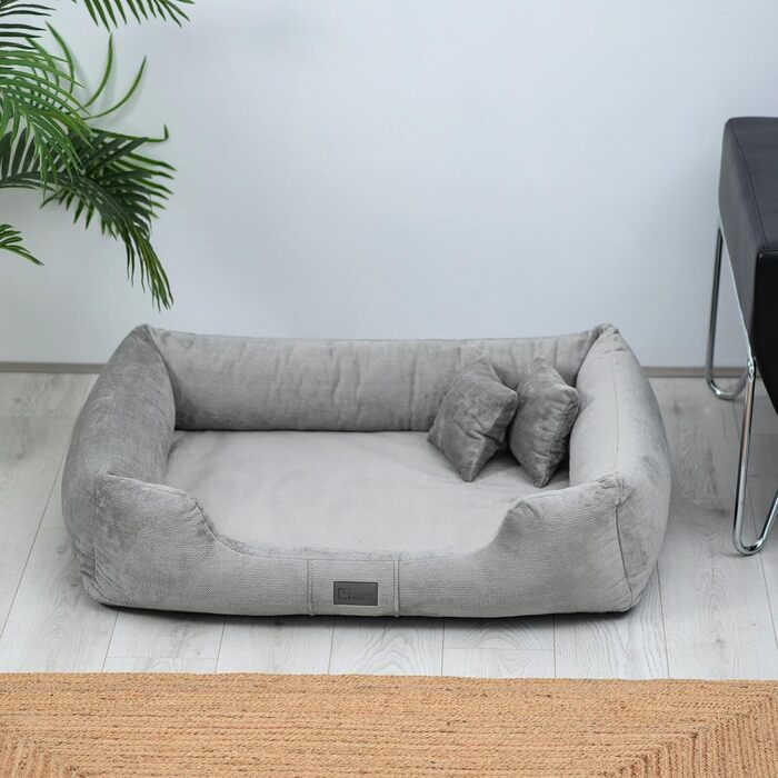Ортопедичне ліжко для собак Candy, середнього та малого розміру - м'яке, зручне, з антиковзаючою основою, зносостійке, міцне (90x70 см, сірий)