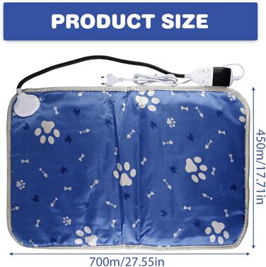 Електрична грілка для тварин з таймером 45x70 см, вологостійка, постійна температура, регульована, з цифровим дисплеєм для новонароджених та літніх тварин