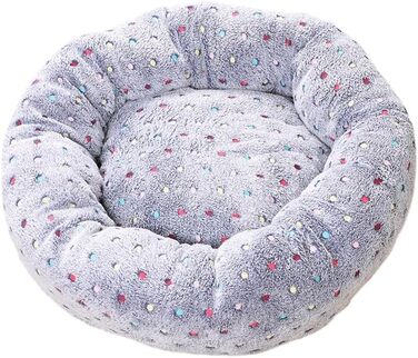 Кругле ліжко для собак та котів, м'яке гніздо-подушка для великих собак, плюшевий кошик для собак, миється, з принтами, 70 см, світлий колір