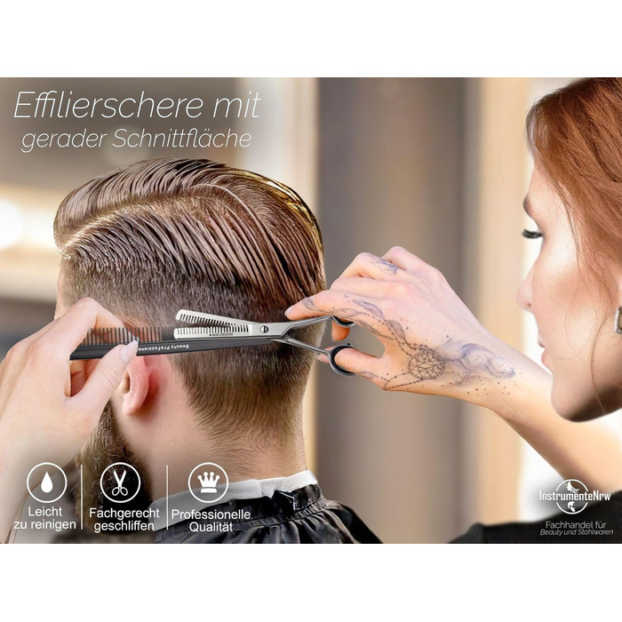 Професійна фризувальна ножиця Effilierschere з чохлом - ножиці для витончення волосся, 6 дюймів, нержавіюча сталь