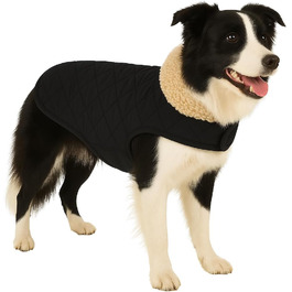 Теплий дощовик для собак Flamingo Bonnie чорного кольору, розмір 50 см, преміум-якість, водонепроникний, прання 30°C, на липучці, з плюшевою підкладкою