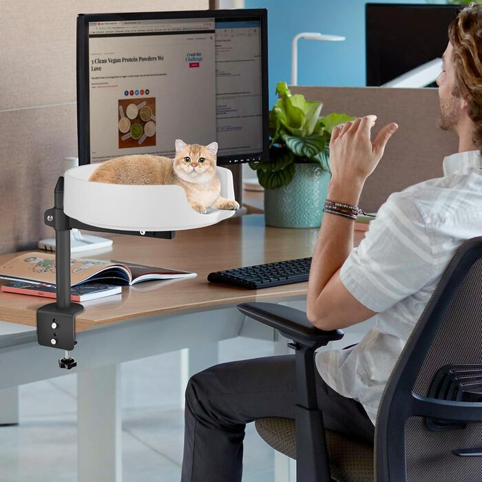 Підвісне котяче ліжко NestChroix для столу, прозорий котячий будиночок з подушкою, підвищене місце для кота над робочою поверхнею