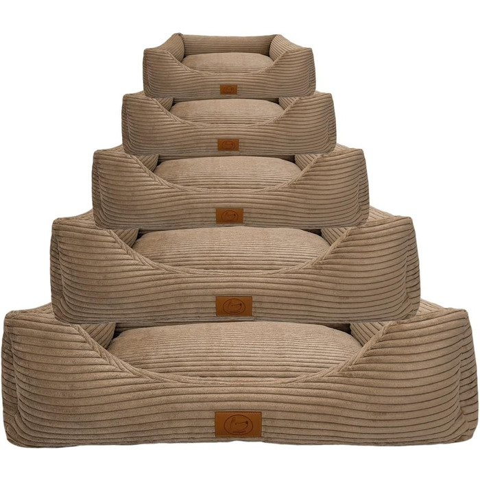 Ортопедичне ліжко для собак Elropet з м'якого корду, кошик для собак XS/S/M/L/XL/XXL (145x110x30 см), Cappuccino