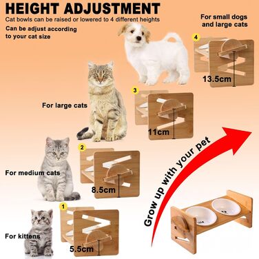 Миска для котів, піднята керамічна миска для котів та маленьких собак, набір мисок для котів та собак, миски для котів (включно зі стійкою)