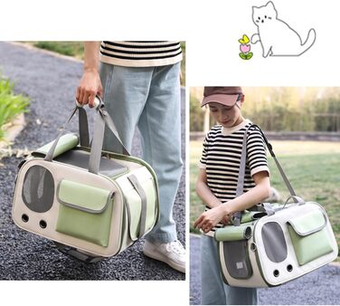 Транспортна сумка для котів та маленьких собак, портативна, складна, зелена