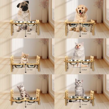 Підвищений годівниця для тварин Suerhatcon, миска для собак або котів, регульована висота, з 2 нержавіючими мисками для маленьких собак та котів