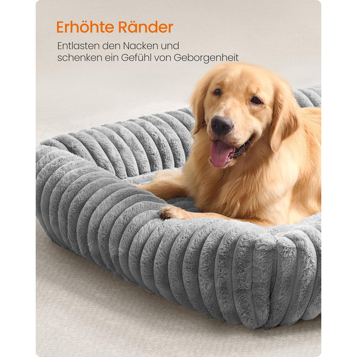 Feandrea Ортопедичне ліжко для собак, велике, з м'яким покриттям, 91 x 68 x 18 см, PGW312GD01 (XL 120 x 85 x 23 см, Сірий)