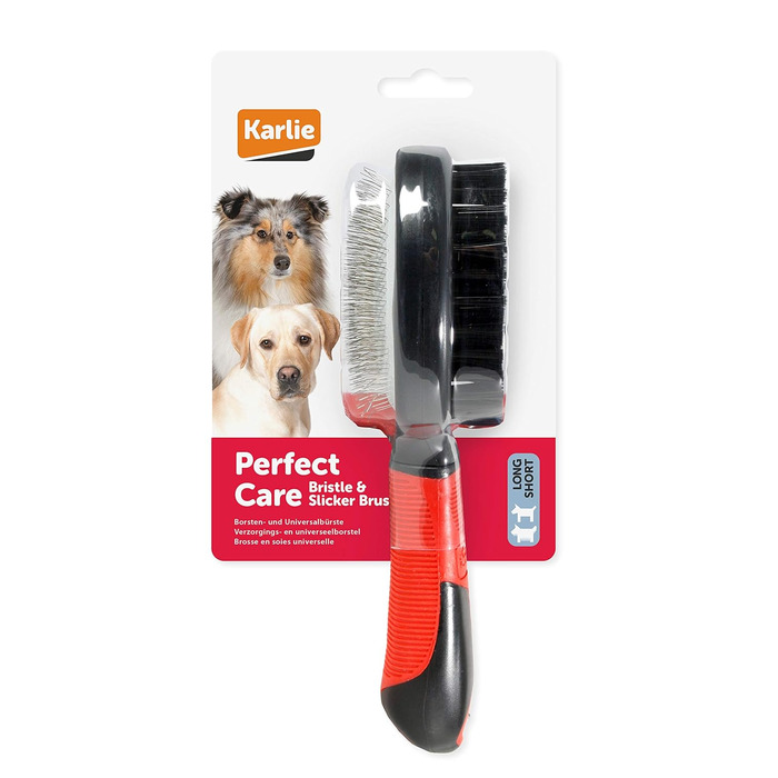 Професійна щітка Karlie Professional 2 в 1 для вичісування та розплутування шерсті, 22.5 x 6.5 см, червоно-чорна