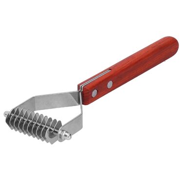 Гребінець для підшерстка тварин Y-подібний, з дерев'яною ручкою, нержавіюча сталь, 20x7см - для котів та собак