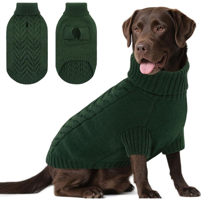 Зимовий теплий пуховик для собак великих порід ASENKU, водонепроникний, для Бульдога Французького, Шнауцера, Мальтезе, Бішон Фрізе, Бостон Тер'єр, зелений (2XL, зелений)