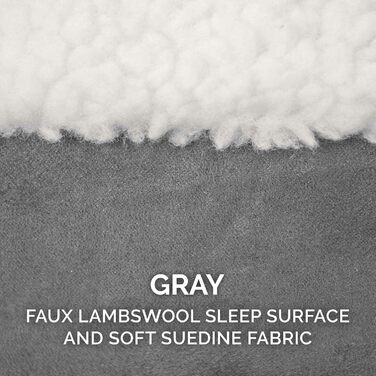 Крісло-ліжко для собак Furhaven, з гелевим охолодженням, кругле, для великих собак, знімний та пральний чохол, до 36,3 кг, Sherpa та замша, 111,8 см, імітація овечої шкури та замша, сірий, 112 x 112 x 8 см, гелевий пінопласт