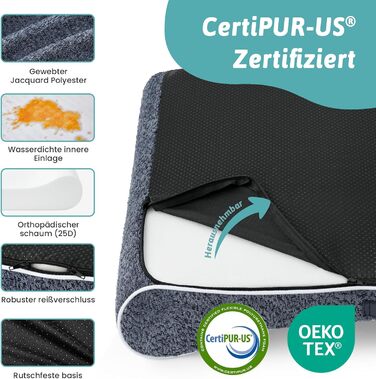 Лежанка для собак, 76x50x12 см, з високим бортиком - ортопедичний матрац для собак з кущового матеріалу, водонепроникний та антиковзкий, у формі човна, підходить для собак до 16 кг (Блакитний, M (90x60x13cm))