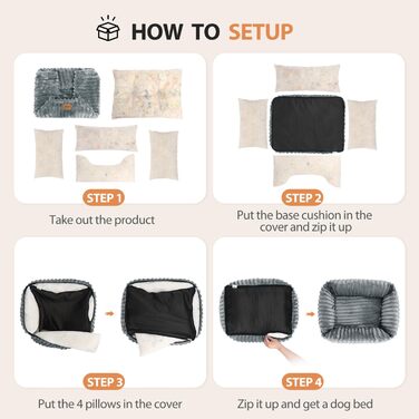 Ліжко для собак Nobleza, 65x55x20 см, сіре, з м'якою піною, знімний чохол, неслизьке дно