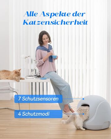 Автоматичний туалет для котів Catlink Baymax з самоочищенням, контролем здоров'я, керуванням через додаток, захистом від блокування, усуненням запахів, 4 режими, для котів 1,5-10 кг