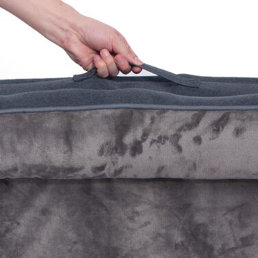 Ортопедичне собаче ліжко преміум-класу з піною Egg Foam, міцна петля, водонепроникний внутрішній чохол, собаче ліжко-софа, м'яке собаче ліжко, знімний та пральний чохол, 71 x 58 x 17 см, темно-сірий колір (L)