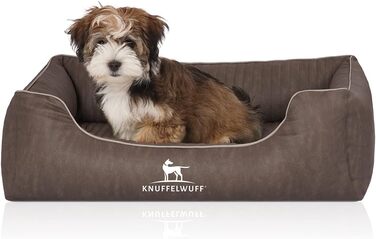 Ортопедичне собаче ліжко Knuffelwuff Tampa XXL з лазерного стежчастого екошкіри, 120 x 85 см (L 85 x B 63 x H 23 см, Браунгrau)