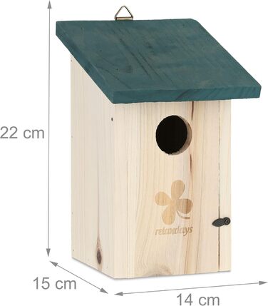 Кормушка для птахів Relaxdays з отвором 35 мм, на кришці, для синиць та зябликів, підвісна, зелений колір