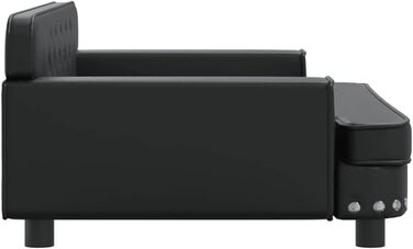 Ляжка для собак, м'яка подушка для собак, диван-софа для маленьких собак, лежанка для домашніх тварин, лежанка для котів, чорна штучна шкіра, 90 x 53 x 30 см