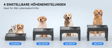 Підвищена годівниця для собак 2-в-1 з регулюванням – годівниця та миска для води без обливання, чорна. BWL-PSA-ADJ-2IN1-BLK