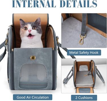 Сумка-переноска для собак та котів PetsHome, преміум-якість, сіра, водонепроникна, складна, 38 x 20 x 25 см