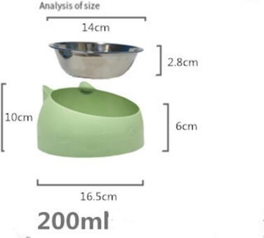 Набір з 2 мисок для котів з нержавіючої сталі, 200 мл (чорний + білий)