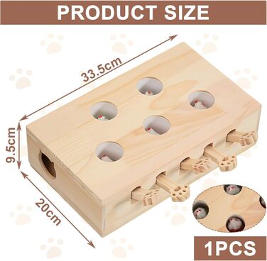 Інтерактивна іграшка для котів, дерев'яна, 3-в-1: когтеточка та іграшка, гра 