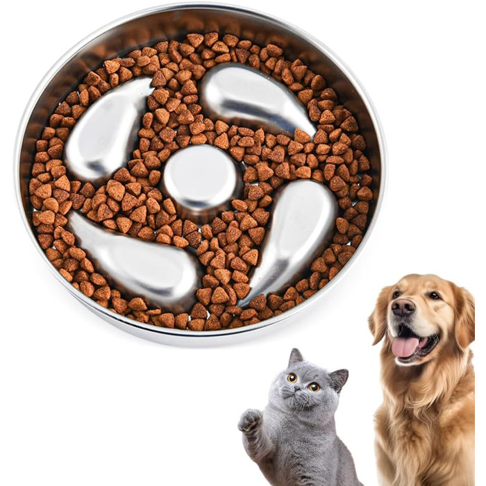 Миска для собак зі нержавіючої сталі, Slow Feeder, Ø 21 см, протиковзна, для повільного годування, проти запобігання поглинання, для полегшення травлення, проти газоутворення, колір 1