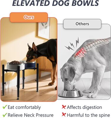 Підвищена годівниця для собак, металева, регульована висота та ширина, для великих, середніх та малих собак