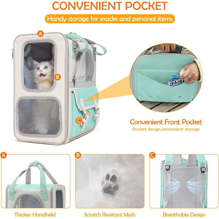 Рюкзак для тварин ALLSOPETS з сітчастим вікном: зручний та дихаючий для котів та собак, ідеальний для подорожей та прогулянок (Блакитний)