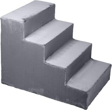 Сходинка для собак Mg Design з 4 ступенями сірого кольору – стабільна дерев'яна рамка, захищає суглоби, легка та мобільна, для диванів та ліжок, для собак та котів. Розміри: 57 x 40.5 x 45 см