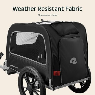 Причіп для собак Retrospec Rover Hauler – для маленьких та середніх собак, складаний, з колесами 40.6 см, чорний