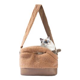 Транспортна сумка для кота та собаки - водонепроникна, з ременем безпеки, для малих та середніх порід, коричнева