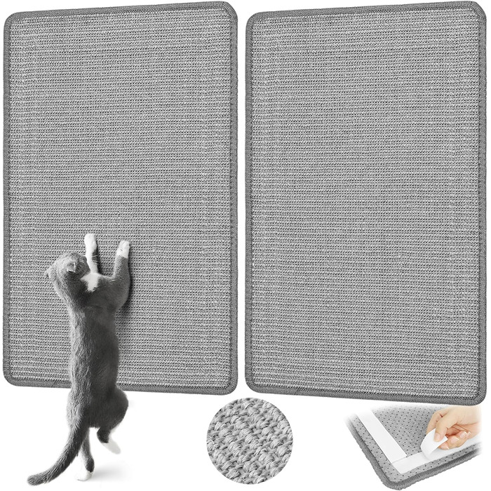 Килимок для котів Graciadeco з сизалю, 60 x 40 см. Захист меблів від подряпин. Сірий