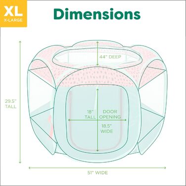 Furhaven Переносний вольєр для собак та котів, складаний ігровий майданчик/загон для дому та вулиці з блискавкою, зелений та рожевий, XL Зелений/Рожевий Extra Large