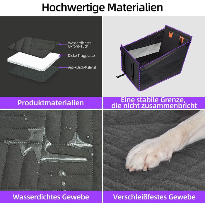 Автомобільний сидіння для собак великих порід до 25 кг – безпечний чохол на сидіння, міцний бустер для собак з подовжувачем для заднього сидіння та водовідштовхувальний килимок для собак (Чорний, S)
