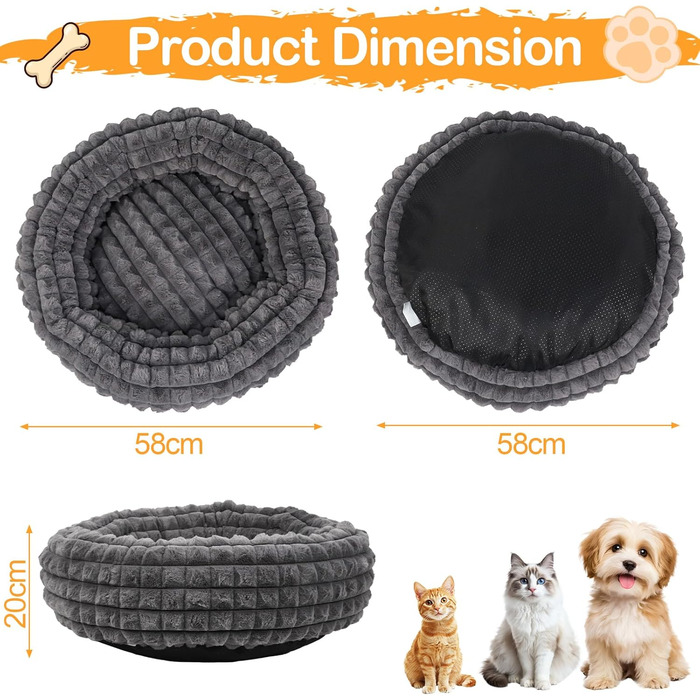 Кігтеточка-ліжко для котів XIAPIA, 58x20 см, сіре, м'яке та тепле, з ортопедичним дном