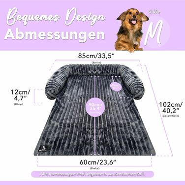 Захисний коврик для собак на диван, розмір M (102x85x12 см), антрацитовий колір. Зручний, водонепроникний, знімний чохол. Підходить для собак маленьких та середніх порід.