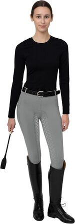 Легінси для верхової їзди FitsT4 для жінок, сірі, з силіконовою підкладкою, кишенею для телефону та петлями для ременя (розмір M)