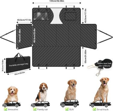 Захисний чохол на сидіння автомобіля для собак AsFrost, PU-шкіра, водовідштовхувальний, стійкий до подряпин, з жорсткою основою, для подорожей, кемпінгу, собачої лежанки