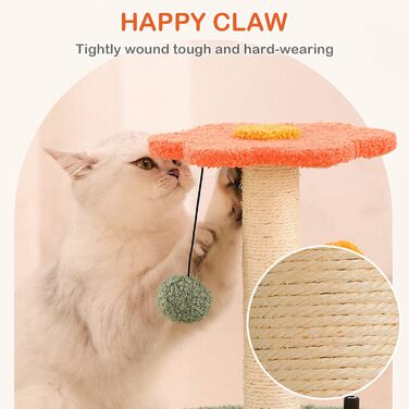 ALLSOPETS Котячий комплекс-башта з сизалем, крутящийся тунель, підвісна іграшка, для маленьких котів, білий