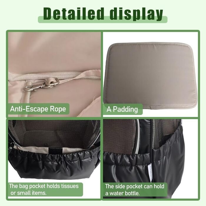 Розширювана переносна коробка для котів – складана переноска для котів та маленьких собак до 6 кг, легка переноска для собак, дихаюча та компактна переноска, світло-сіра (чорна)