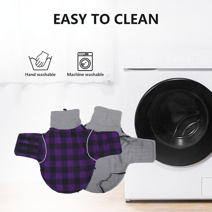 Водонепроникна зимова куртка для маленьких собак, мініатюрний джек-рассел, куртка для собак з отвором для шлейки, ідеальна для прогулянок, походів, кемпінгу, розмір (xs, фіолетовий в клітинку)