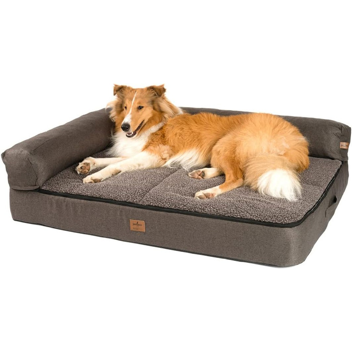 JAMAXX® Преміум собаче ліжко 4-в-1 з ортопедичним матрацом Memory Visco, знімні подушки, змінний чохол, прання допустиме, додаткова товщина наповнювача, спеціальний розмір PDB3015 (3XL) Jumbo 135x95x14 см, коричневий