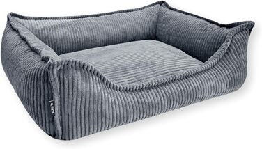 М'яке собаче ліжко 80x60 см з ортопедичною піною Memory Foam, Cord, Hugo Premium-LINE, для маленьких собак, знімний чохол, темно-сірий