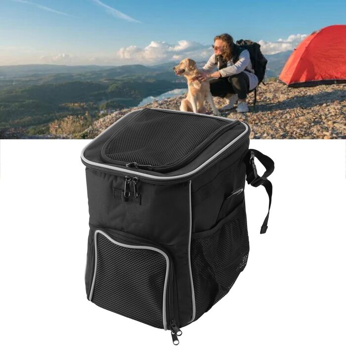 Рюкзак-переноска для тварин, кошик на велосипед для собак, водонепроникний рюкзак-переноска, дихаючий, знімний рюкзак-переноска для собак, подорожі на відкритому повітрі (чорний)