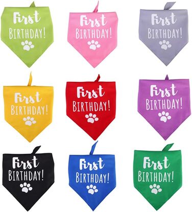 Яскравий бандана на день народження для собак, трикутник, двошаровий, для маленьких, середніх та великих собак (червоний + фруктовий зелений)